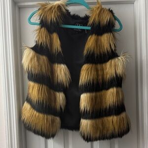 NWT-Dolce Cabo Black and Tan Faux Fur Vest